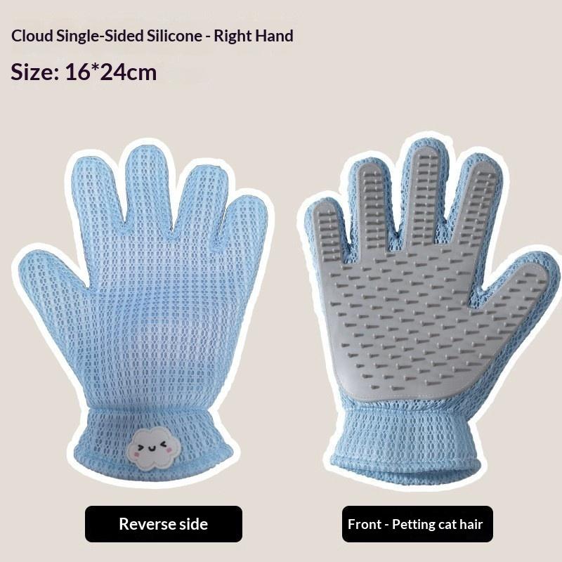 Pet cleaning gloves, cat hair combs, petting brushes for removing loose fur, dog bathing supplies and other pet products