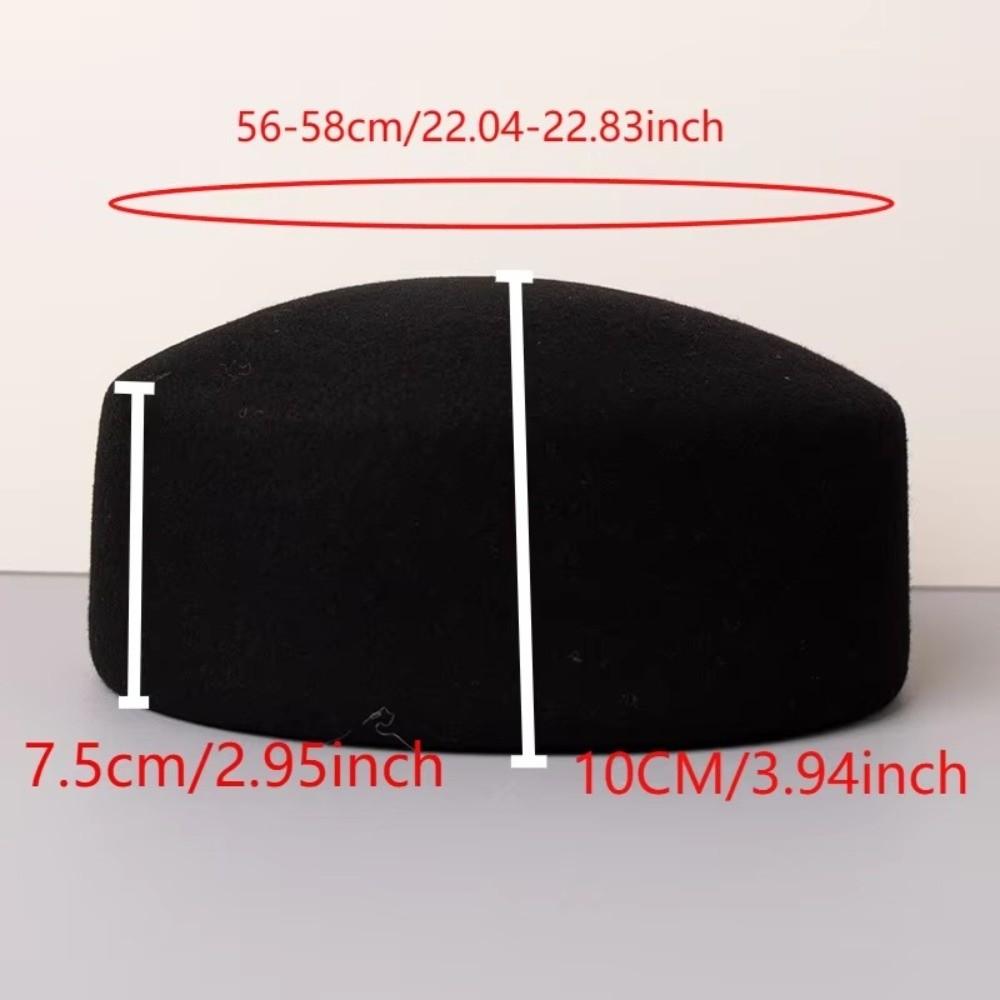 Элегантная зимняя шляпка-таблетка из 100% шерсти с дизайном с плоским верхом