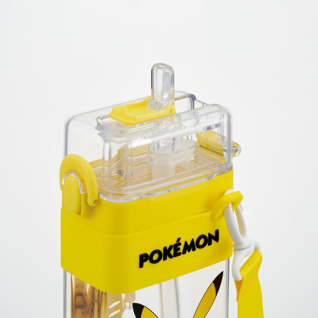 Skater Square Water Direct Shoulder 2-Way Bottle, 600ml, Straw, Drinking, Cover, Strap, Pokémon, Boys, PSQW6-A