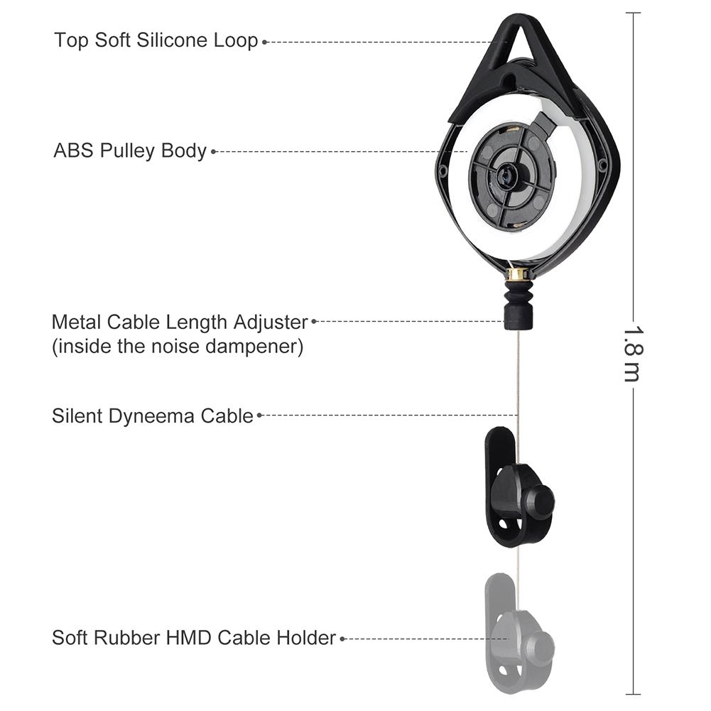 Headset Accessory Suspension Rotation Management for Oculus Rift S Rift PS VR Retractable Ceiling Pulley System