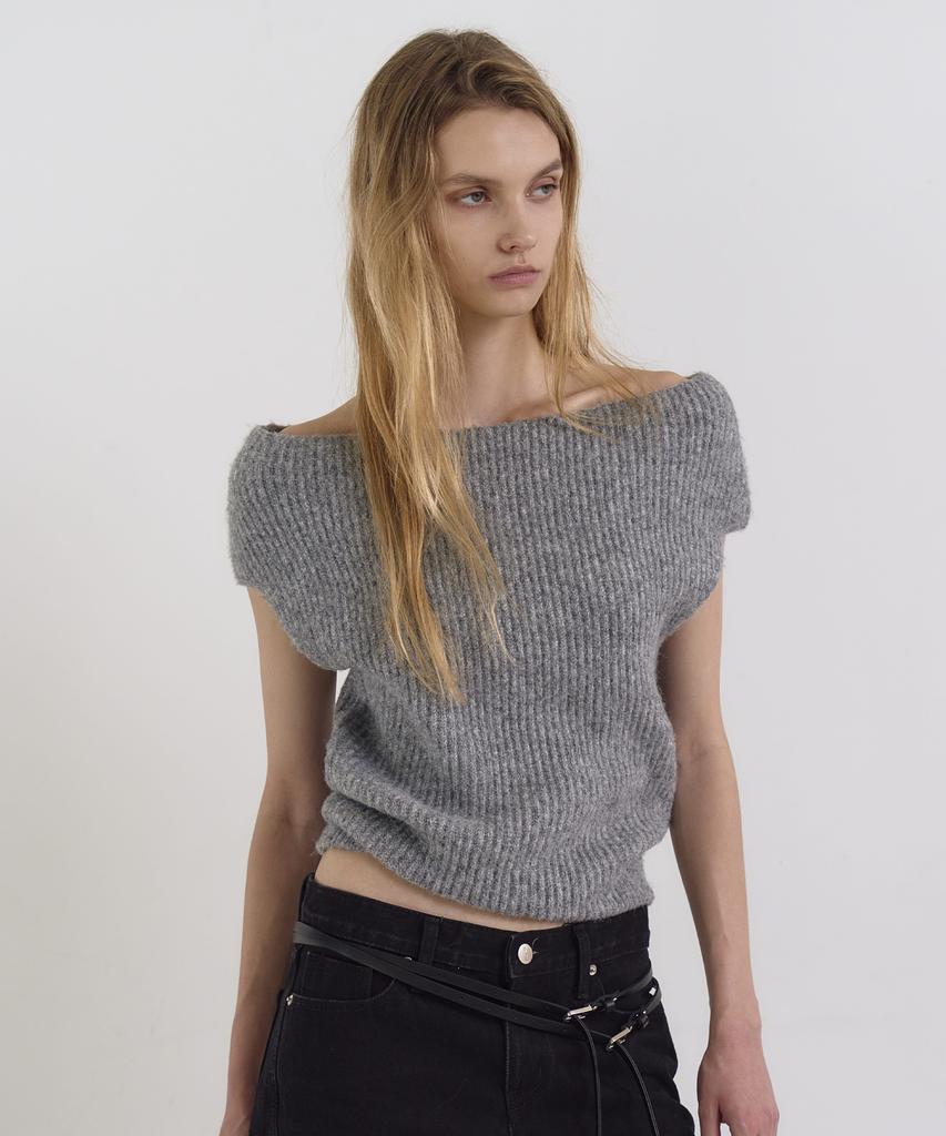 THE N:L Slip Off-Shoulder Knit - [Gray]