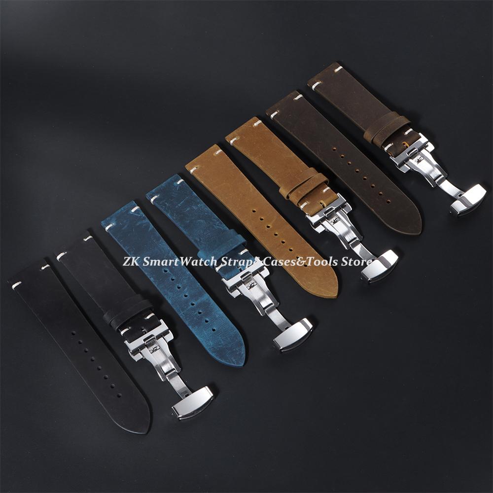 Ремешок для часов из телячьей кожи для Omega для Seiko Браслет 18 мм 20 мм 21 мм 22 мм 24 мм Ремешок Темно-коричневая прострочка для браслета Rolex