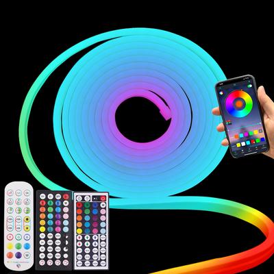 12 В RGB светодиодный неоновый свет 6x12 мм Гибкая лента Водонепроницаемые силиконовые светильники 3535 96LED Tuya Wi-Fi Смарт-пульт дистанционного управления с регулируемой яркостью Декор