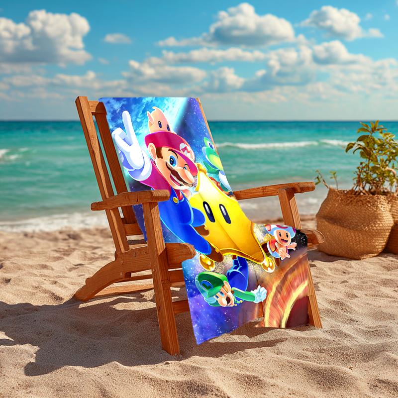 1Pc Super Mario Galaxy Adventure Beach Towel, Quick Dry, Multi-Use for Beach Pool Gym Yoga Home Travel, Christmas, Halloween, Xmas Gift M929127