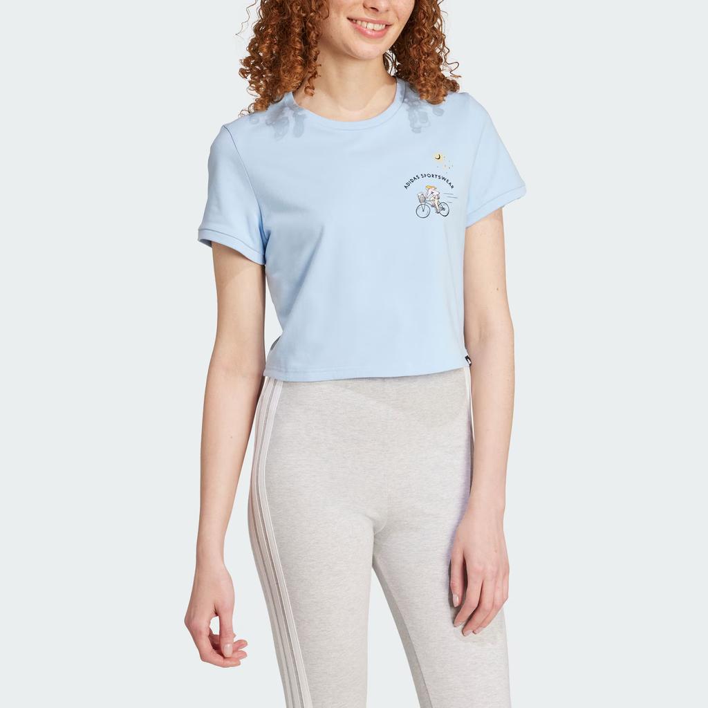 Adidas Sportswear T Shirt Women's Glossy Finish Blue JX5326