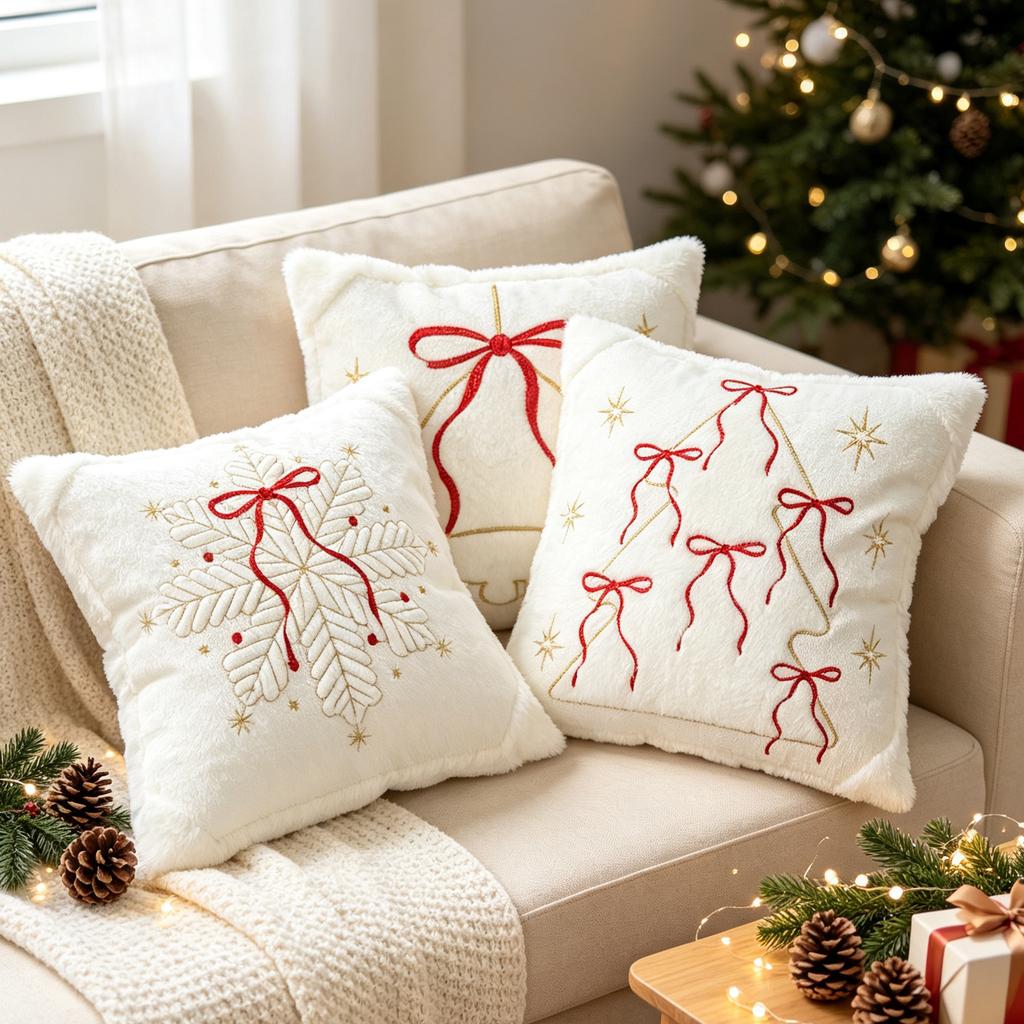 Christmas Tree Pillow Covers, Xmas Decorative Cushion Cases, Holiday Sofa Throw Pillow Cases, 40x40 cm, 2 Pack
