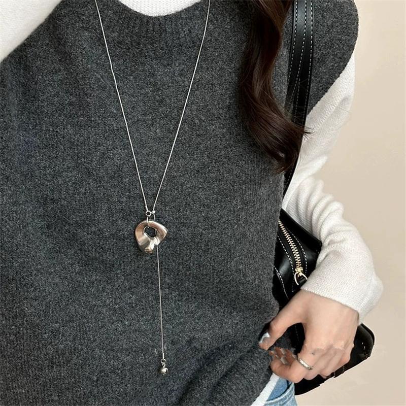 New Irregular Metal Pendant Adjustable Long Snake Chain Necklace For Women Unisex Charm On The Neck Accessories Gift Wholesale
