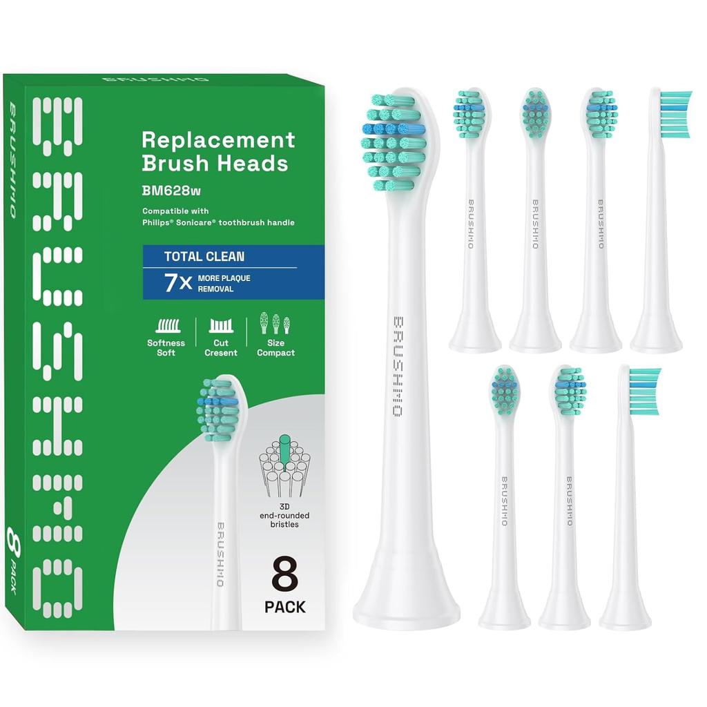 Совместимая щетка Brushmo для электрической зубной щетки Philips Sonicare, сменная, базовая, мини-размер, 8 штук
