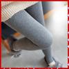 Women's Ribbed Vertical Stripe Fleece Lined Thickened Leggings Autumn Winter Outer Wear Stirrup Warm Footed One-Piece Trousers