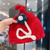 Hand crocheted coarse wool hat women's autumn and winter warm ear protection hat 2024 Korean version three-dimensional flower bag head cold hat