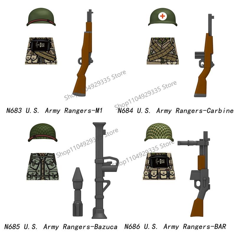 N683-688 N701-706 US Army Soldier Figures Building Blocks Ranger Vietnam Infantry Grunt Gun Helmet Accessories Bricks Toys Gifts