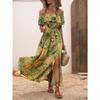 Summer One-length Ruffle Lace-up Waist Dress for Women
