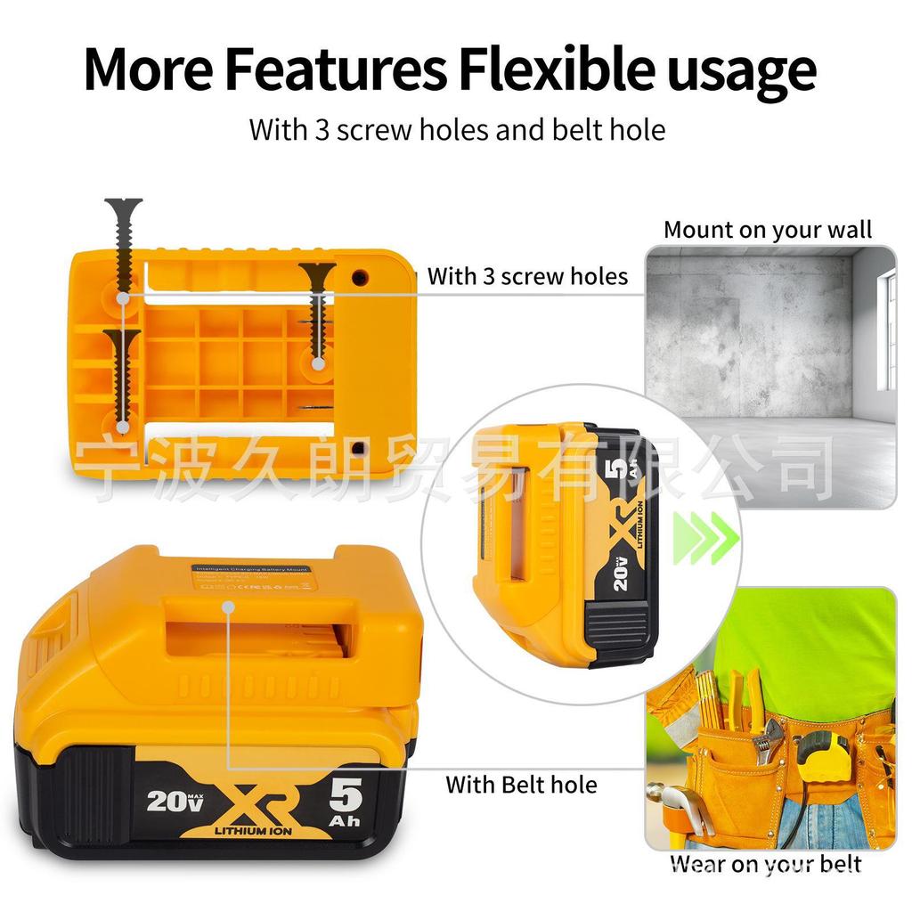 Multi-Function USB Belt Buckle for DeWalt 18V Lithium Battery Converter