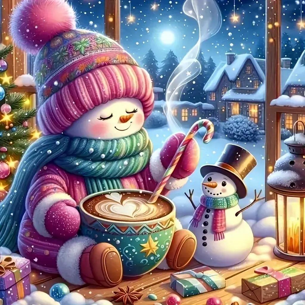 DIY Полная круглая алмазная картина вышивка крестом Счастливого Рождества Санта-Клаус Снеговик Домашнее украшение Искусство Алмазная живопись 5d Алмазная художественная живопись