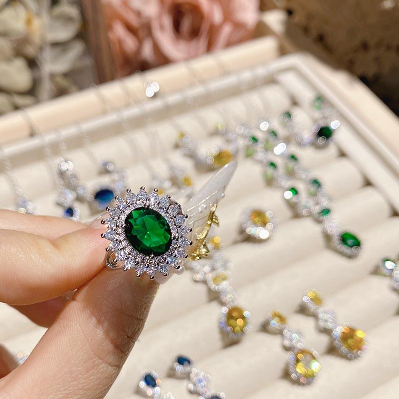 Камелия Французский Яркий Имитация Рубина Свадебный Набор, 18К Полное Бриллиантовое Покрытие Элегантные и Благородные Серьги Открытое Кольцо