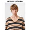 UR Men's 2025 Winter Color-Block Stripe V-Neck Knit Sweater