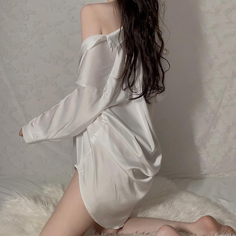 Сексуальное нижнее белье, сексуальные пижамы, пижамы, рубашки, мужской стиль, длинные рубашки, свободное платье, новая домашняя одежда