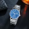 Men's Casual Blue Light Three-eyed Steel Strap Watch Quartz Movement Fashionable Gift Wholesale