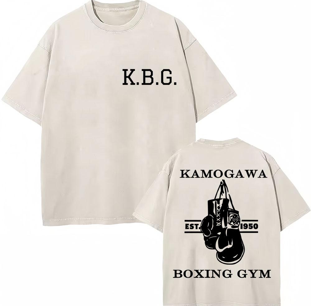 Винтажные выстиранные футболки Аниме Hajime No Ippo Боксерский зал Камогавы Макуноучи KGB Футболки Унисекс Женские Свободные Хлопковые Летние Футболки