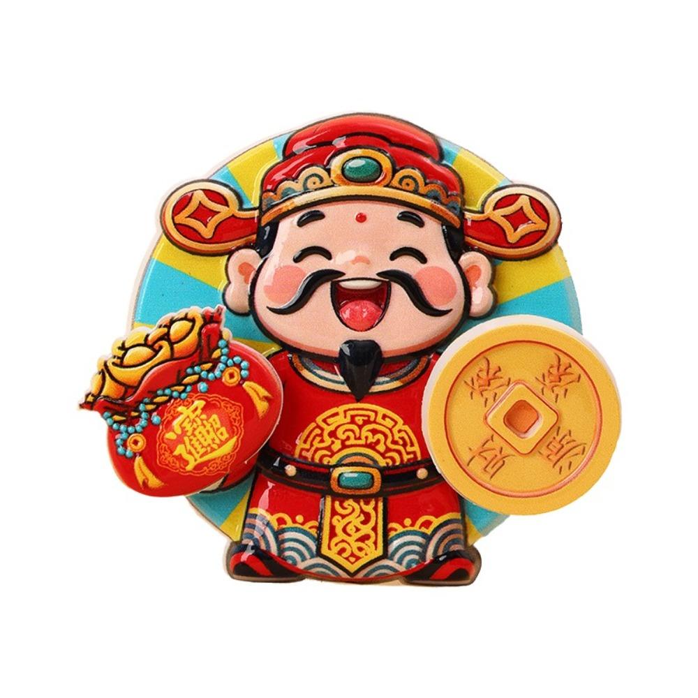 3D Вращающиеся Магниты на Холодильник Мультяшные Традиционный Новый Год Магнитная Наклейка Ручной Работы Бог Богатства Счастливая Магнитная Наклейка