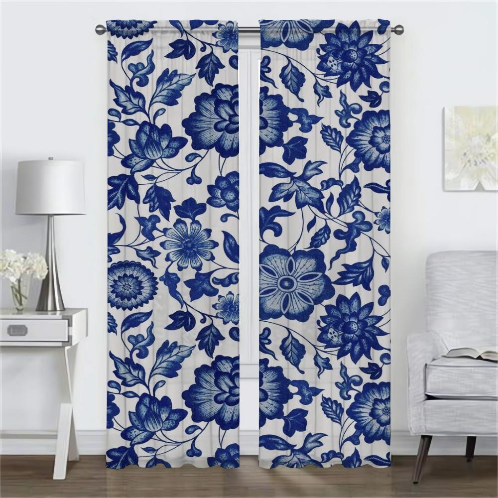 Цветы Домашний интерьер Шторы 2 шт Элегантные шторы для комнаты для камеры Перегородка Тюль для спальни Затемняющие шторы Шторы