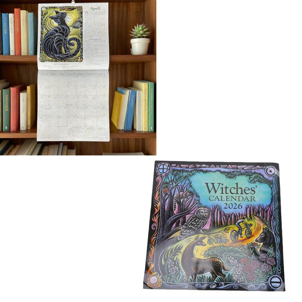 Календарь Ведьм 2026 Мелованная бумага Астрологический Планировщик Ведьм Календарь со Заклинаниями Ритуалами Фазами Луны