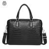 Тонкий мужской портфель из коровьей кожи с тиснением под крокодила вмещает 16-дюймовый компьютер
