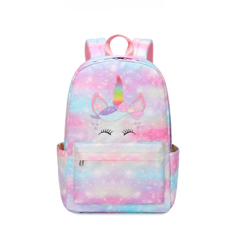 Легкий школьный рюкзак для учащихся начальной и средней школы, градиентный рюкзак с принтом радужного единорога, большой вместительный рюкзак для девочек, сумка для обеда