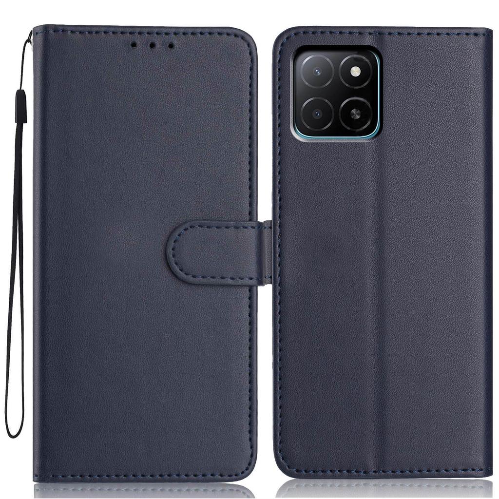 For Honor X5b Wallet Case with Strap/Multiple Card Slots Solid Color Leather Stand Phone Cover