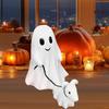 Halloween Ghost Walking Dog Statue Spooky Garland Ghost Walking Puppy Figurine Resin Sculpture Indoor Outdoor Desktop Decoration Ornament