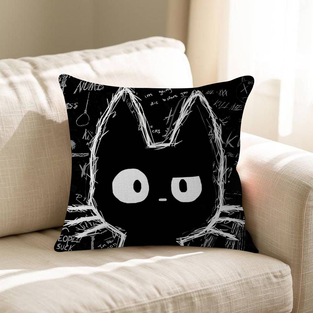 Cool Black Cat GATOS Prints Personalized Pillow Dust Cover Bedroom Kids Party Decoration Pillowcase Birthday Children Gift