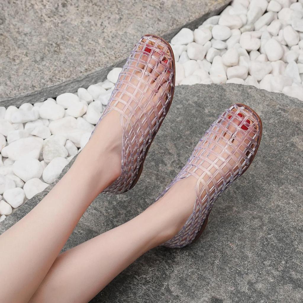 Женские дышащие сандалии-желе с закрытым носком - Повседневные летние уличные балетки