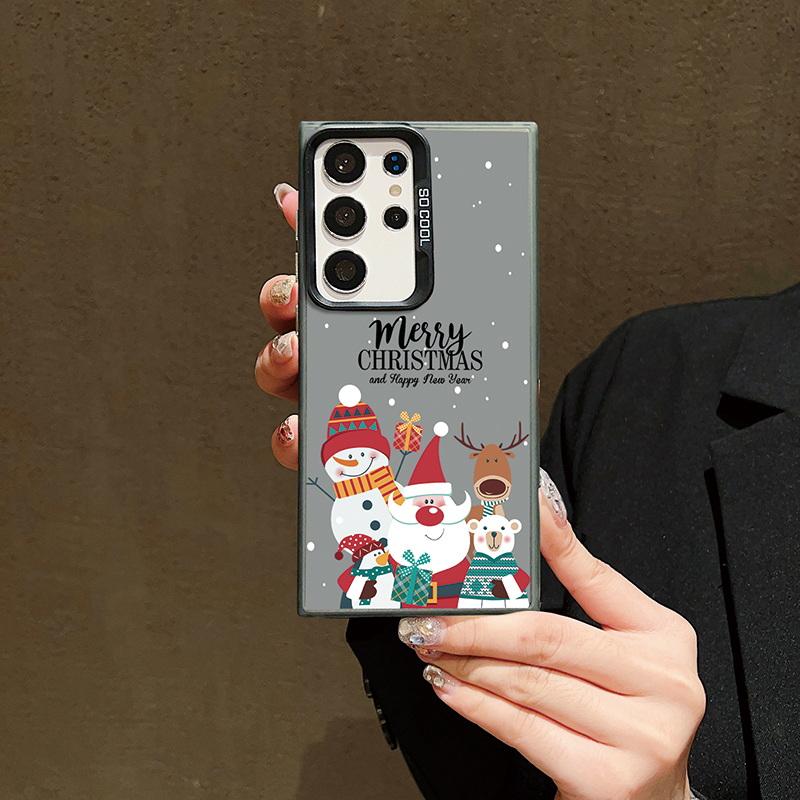 Рождественский лазерный чехол для телефона с астронавтом для iPhone 15 14 Pro Max 13 12 11 Samsung S23 S22 Ultra A54 A53 Противоударный задний чехол с рисунком оленя и Санта-Клауса