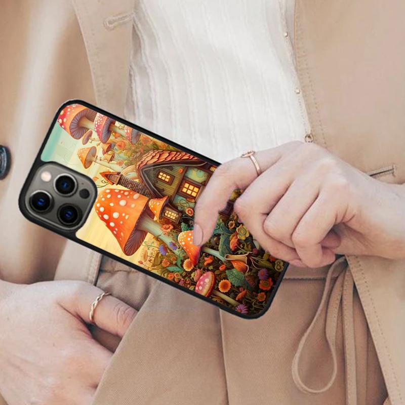 Магнитный чехол для телефона «Грибной домик» для APPLE iPhone 17 Air 16 14 13 12 Pro Max 15 Plus Беспроводная зарядка С крышкой MagSafe