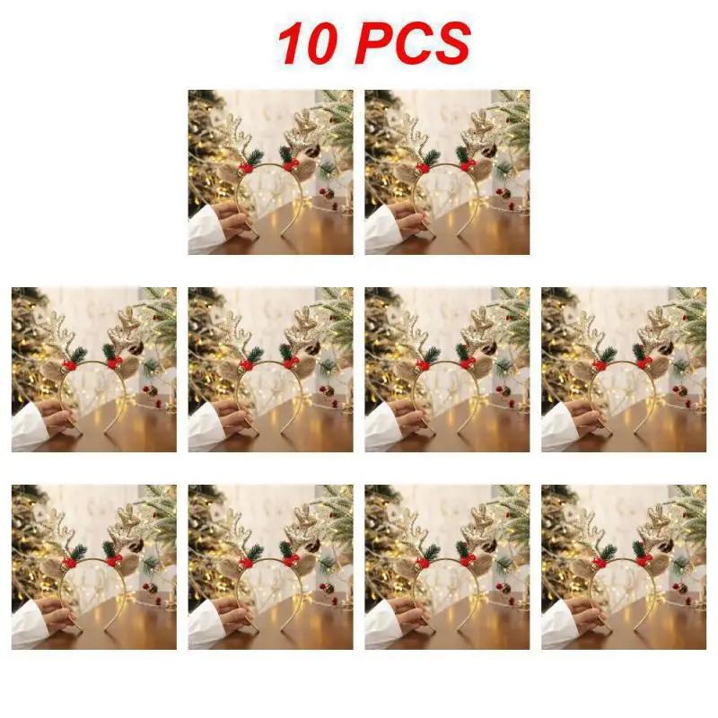 1~10 шт. рождественские повязки на голову с блестками, рогами оленя, ушками, заколками для волос для женщин и девочек, вечеринка на Хэллоуин, косплей, легкий головной убор