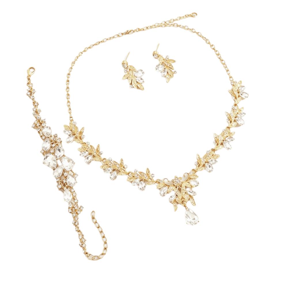 Teardrop Crystal Jewelry Set Rhinestone Matching Kit Chic Pendant Necklace Date