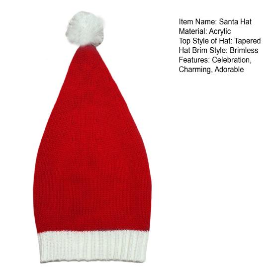 Шапка Санты для взрослых детей Мягкая вязаная рождественская шапка Классическая красная шапка-бини для родителей и детей с помпоном для рождественской новогодней вечеринки