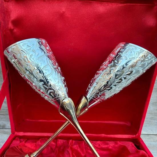 Латунный кубок ручной работы, Королевский потир, Чеканный кубок короля, Набор из 2 штук, Свадьба, Юбилей, Рождество, Новогодний подарок