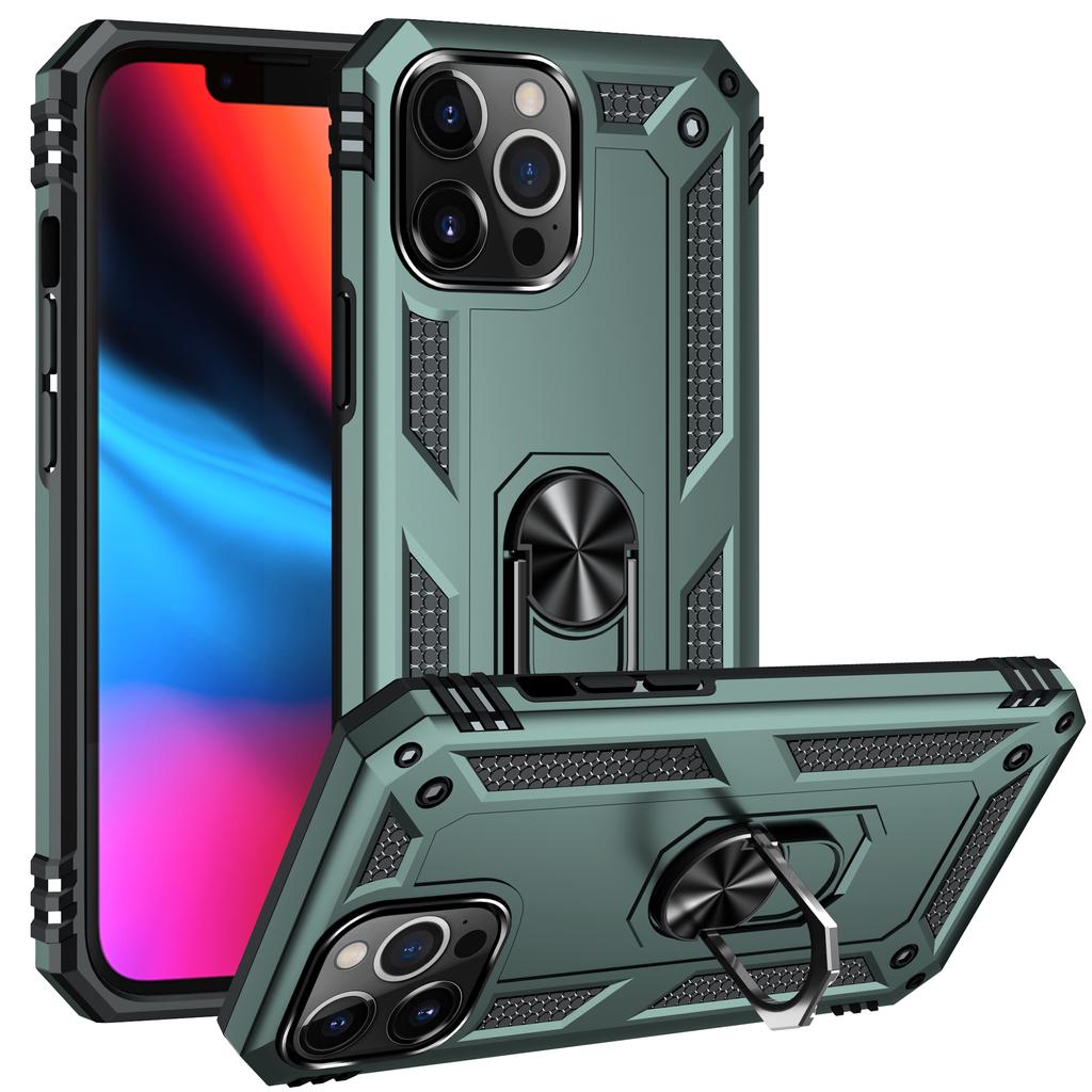 For iPhone 15 14 Plus Armored Four Corner Anti Fall Phone Case For iPhone 13 12 Pro Max MiNi Ring Holder Phone Case