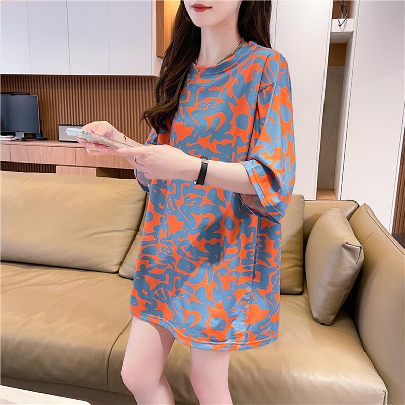 Летняя винтажная футболка с принтом Мода Женская Оверсайз Графические Длинные Футболки Y2k Топы Харадзюку хип-хоп Уличная одежда молодежная