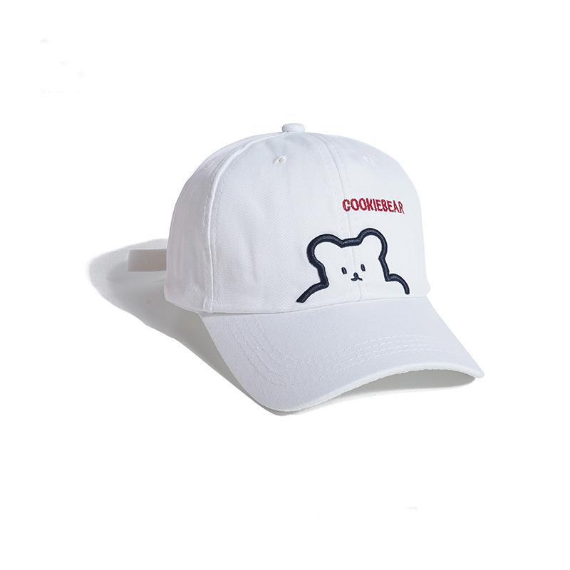 Hat Female Couple Bear Embroidered Alphabet Baseball Cap Beige Cap Female Autumn Casual Shade Sun Protection