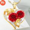 Hi Exquisite Rose Flower Necklace for Women Heart-shaped Crystal Rhinestones Pendant Bride Wedding Anniversary Valentine's Day Gift