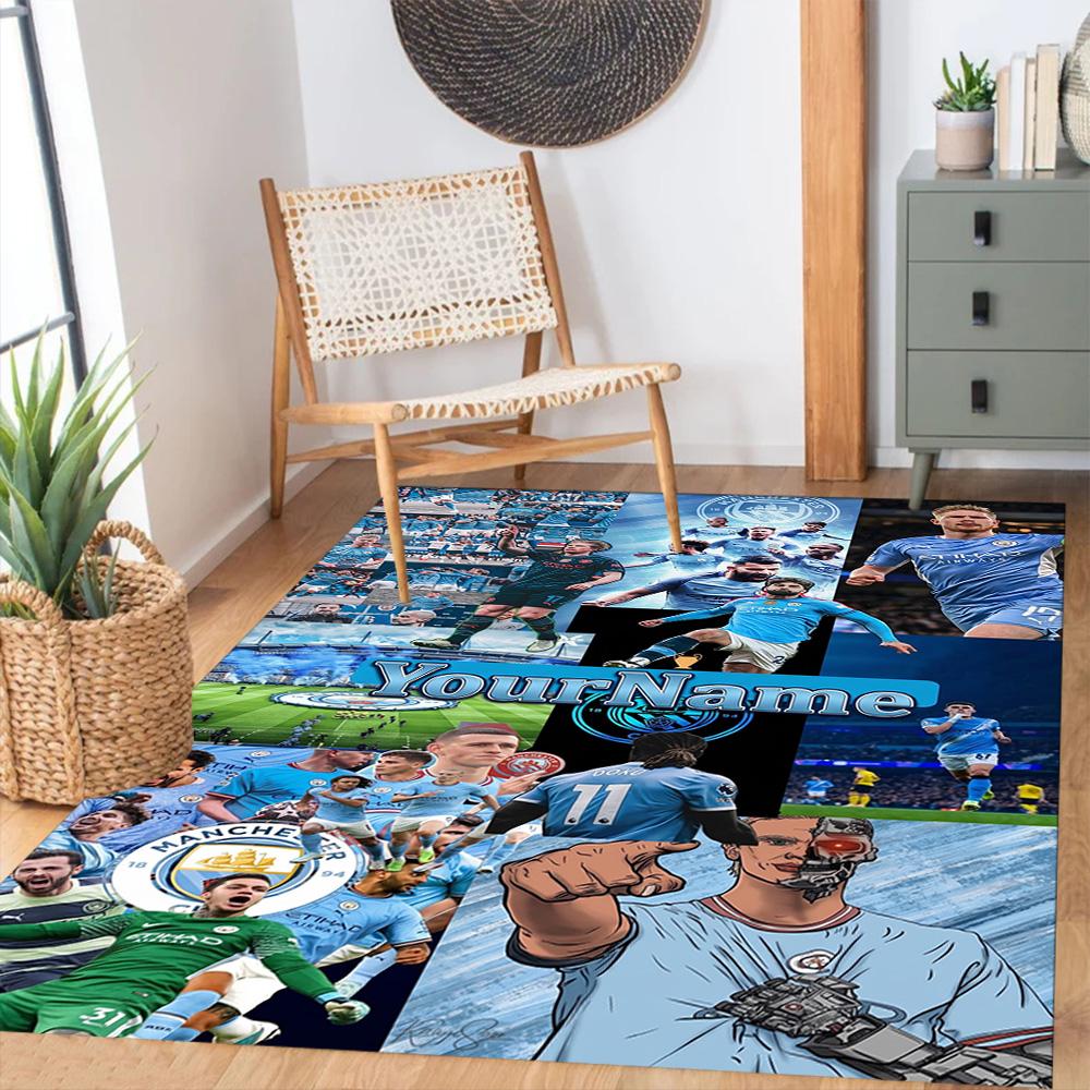 Manchester City Personalized Name Carpet Design for Outdoor Dormitory Dining Room Decorate room Antislip Carpet Anime Office Decor