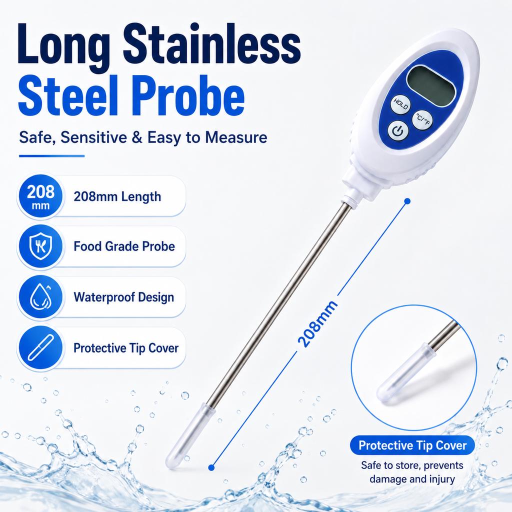 Digital Milk Coffee Thermometer Waterproof Food Probe Thermometer Instant Read Cooking BBQ Kitchen Temperature Meter for Milk 4