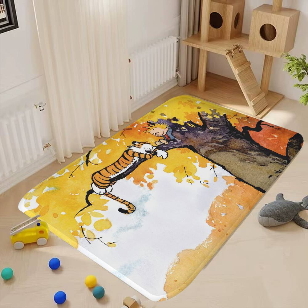 Book C-Calvin And H-Hobbes Bank Floor Mat INS Style Soft Bedroom Floor House Laundry Room Mat Anti-skid Bedside Area Rugs