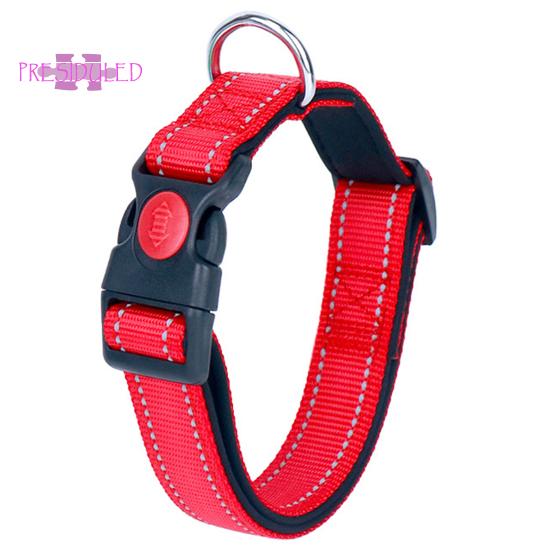 Ошейник для домашних животных Регулируемая длина Светоотражающий ремень Пряжка Застежка Предохранительный замок Металлическое D-образное кольцо Светоотражающий ошейник для собак с мягкой подкладкой для маленьких и средних собак Товары для домашних животных