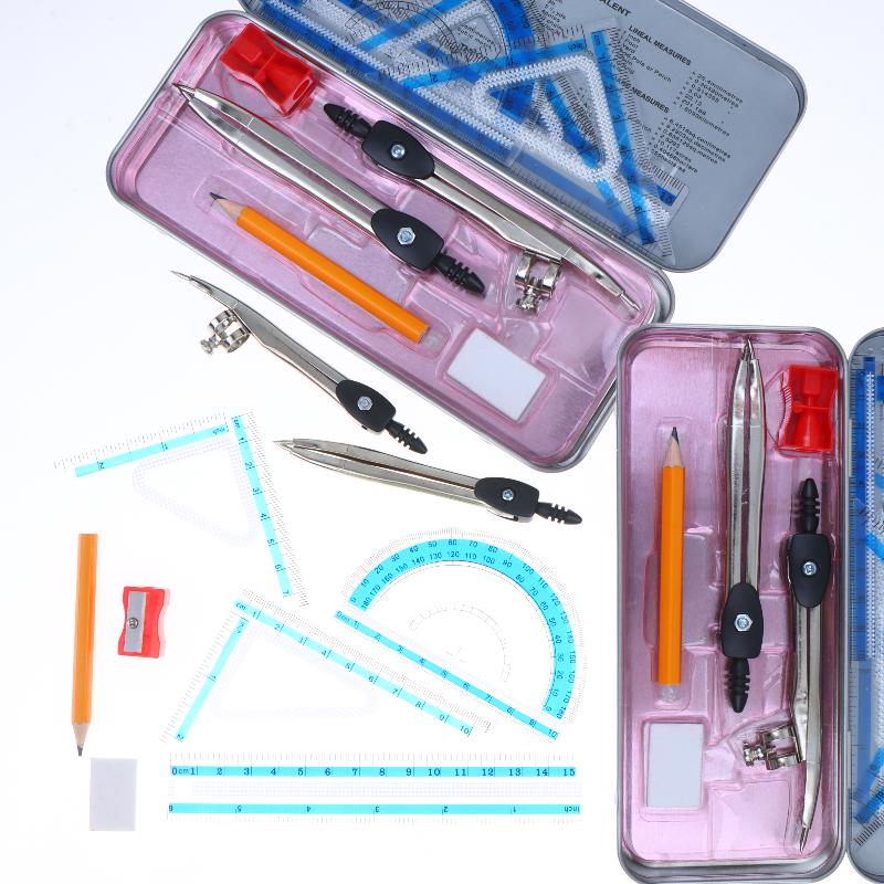 9Pcs Compass Ruler Set Multi-functional Mathematical Geometry Drawing Kit for Math Class Student Exam School Supplies