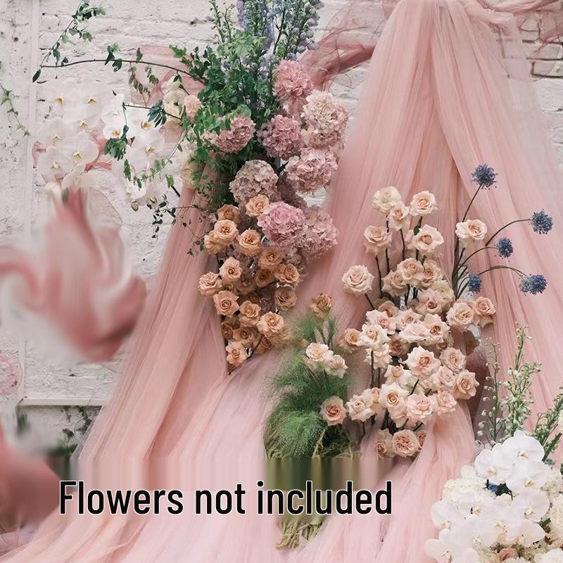 Светло-розовая марлевая занавеска с цветами сакуры с розовым нефритом и акцентами цвета розовой фасолевой пасты - швейцарская противомоскитная сетка для потолка салона красоты.