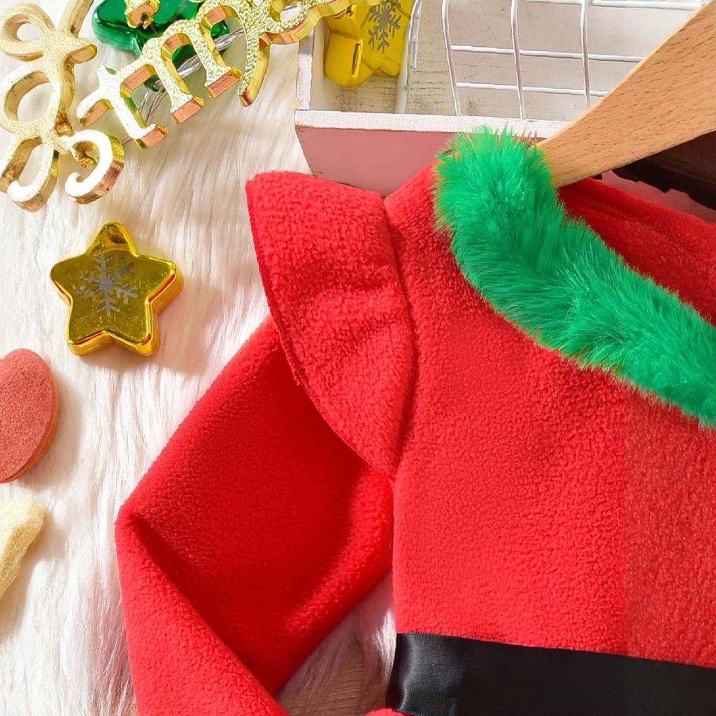 Girls Christmas Party Faux Patchwork Dress Costume