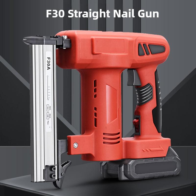Household Cordless Electric Nail Gun Rechargeable F30 Straight Nailing Machine Handheld Woodworking Power Tool